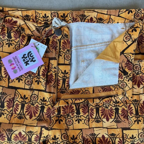 Lucy & Yak Jeans Size W40 / US 16 Organic Yellow BOHO Billie Print High Waist - Picture 3 of 12